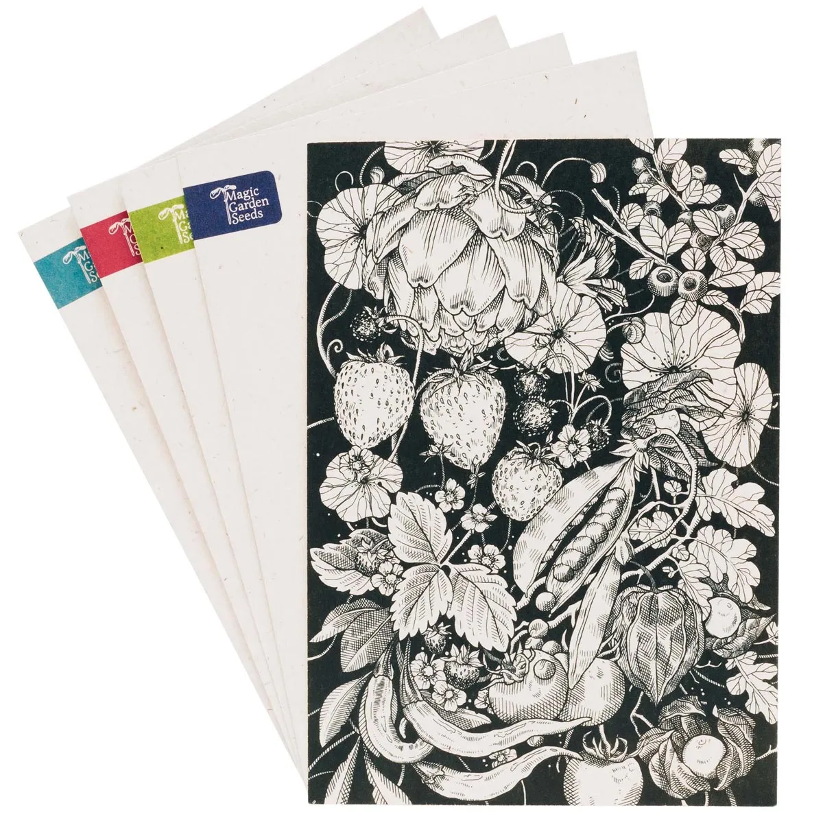 Grußkartenset - Magic Garden Seeds Highlights - 6 x 3 Postkarten mit unseren 6 schönsten handgezeichneten Motiven und passende Briefumschläge