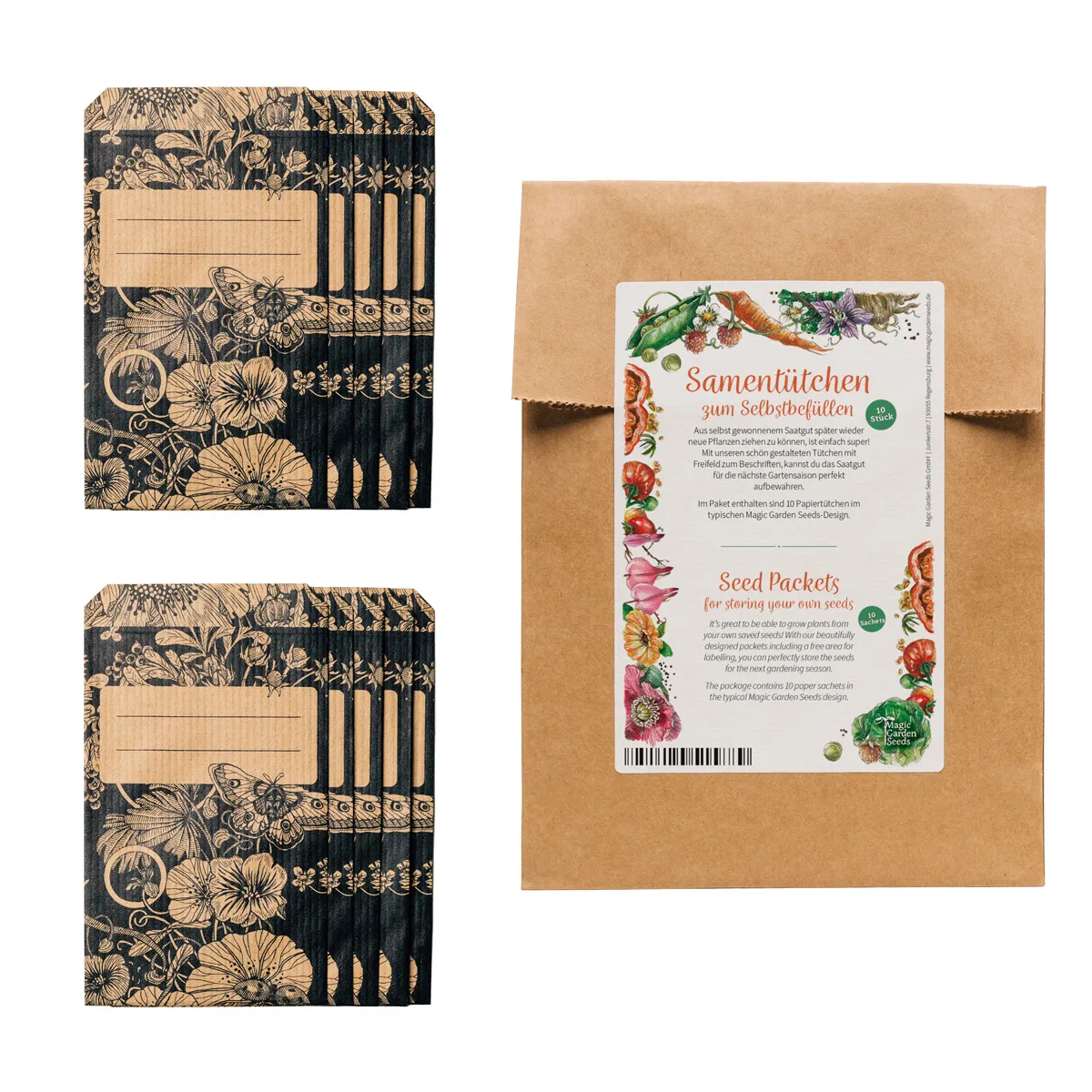 10 Samentütchen zum Selbstbefüllen und Beschriften für eigenes geerntetes Saatgut