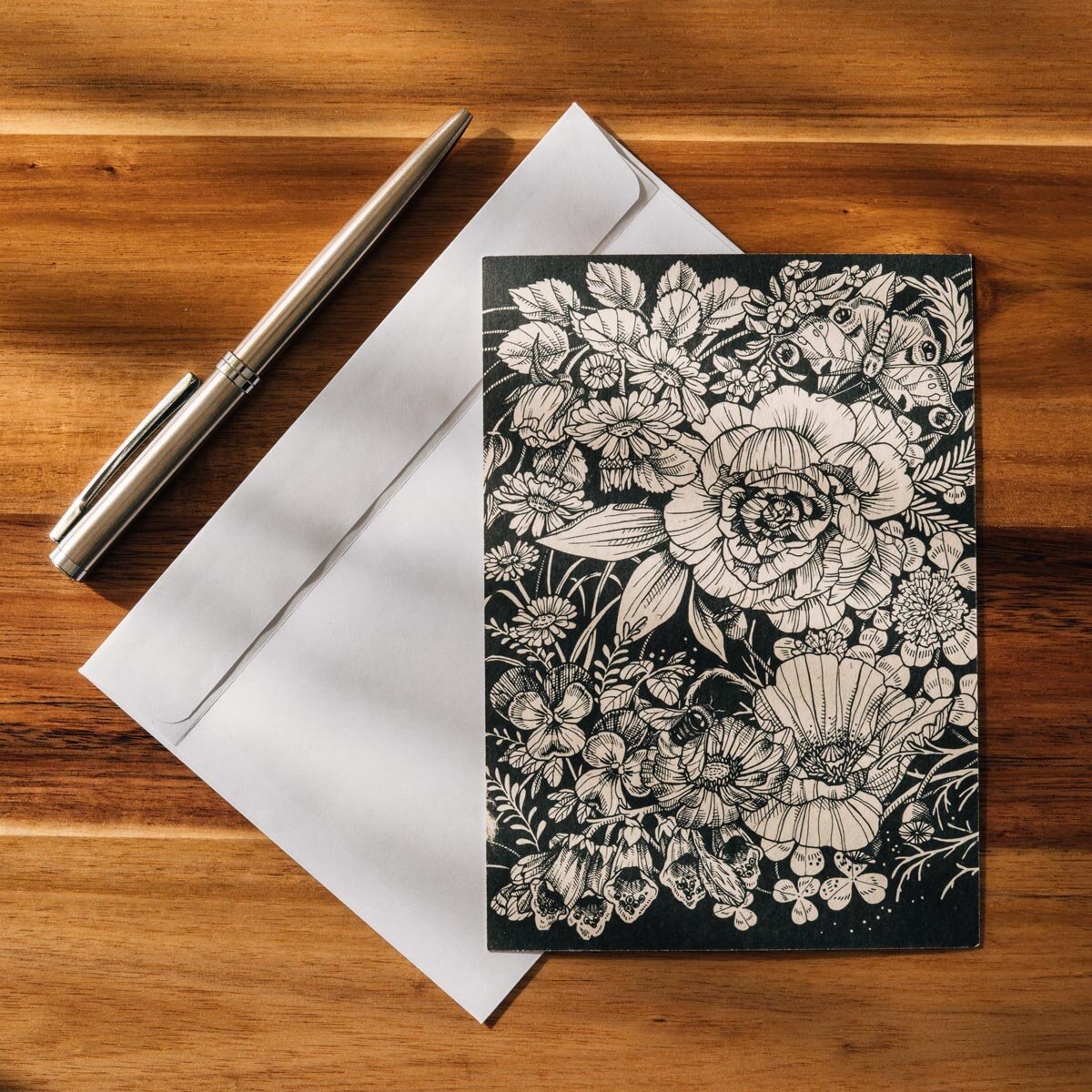 Set Di 6 Cartoline Con Illustrazioni Botaniche – Magic Garden Seeds – Disegni A Mano In Bianco E Nero – Carta Riciclata - 5